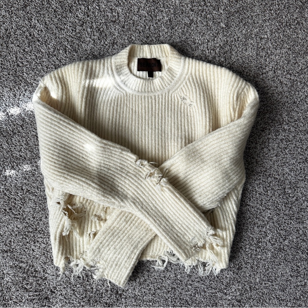 Yeezy Season 3 Cream Ribbed Knit Sweater